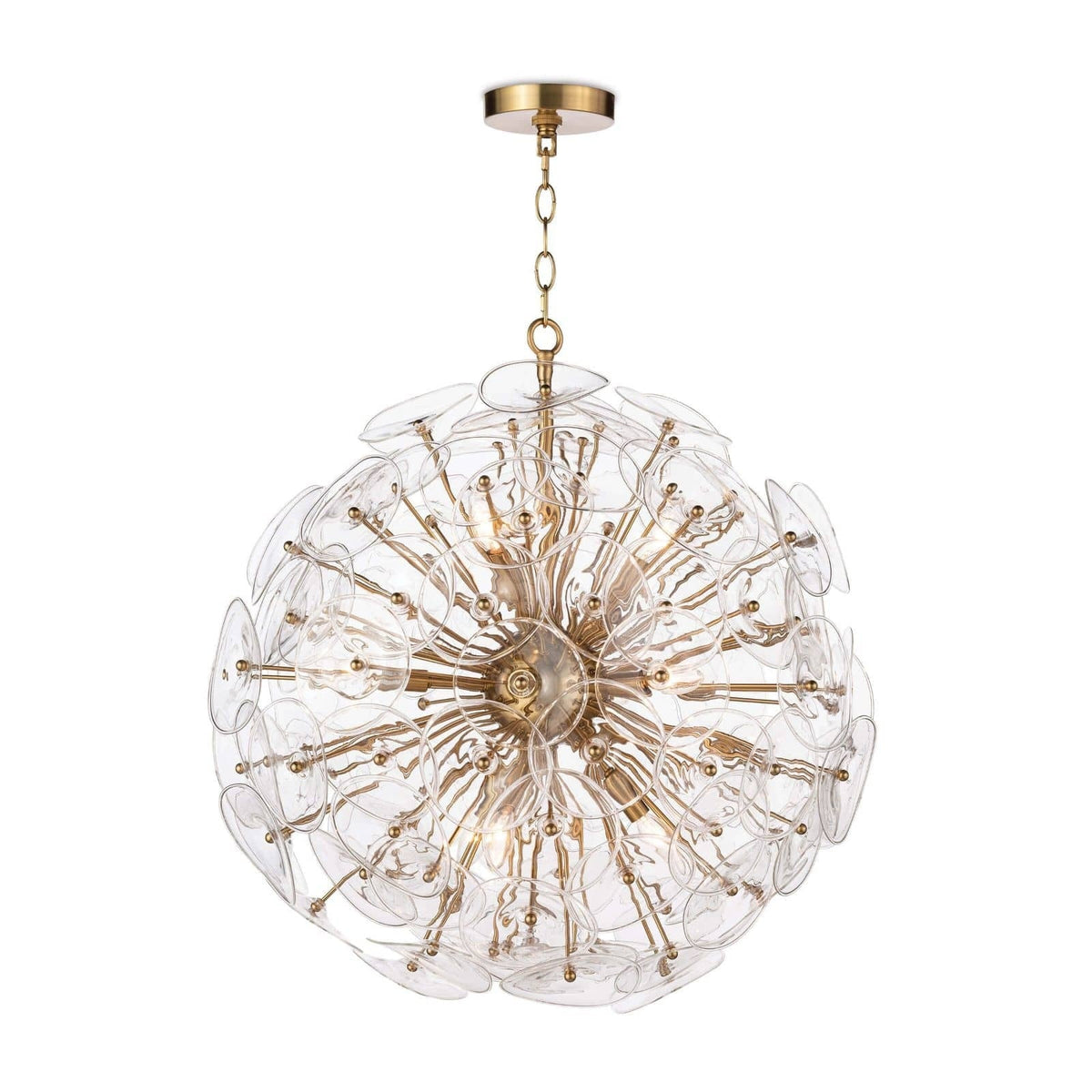 Undulating Disc Natural Brass Sputnik Chandelier