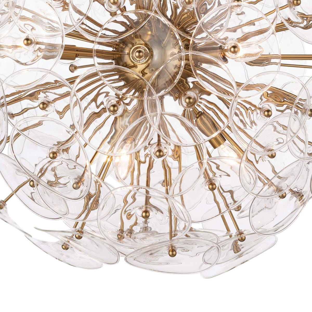 Undulating Disc Natural Brass Sputnik Chandelier