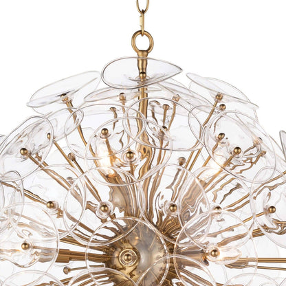 Undulating Disc Natural Brass Sputnik Chandelier