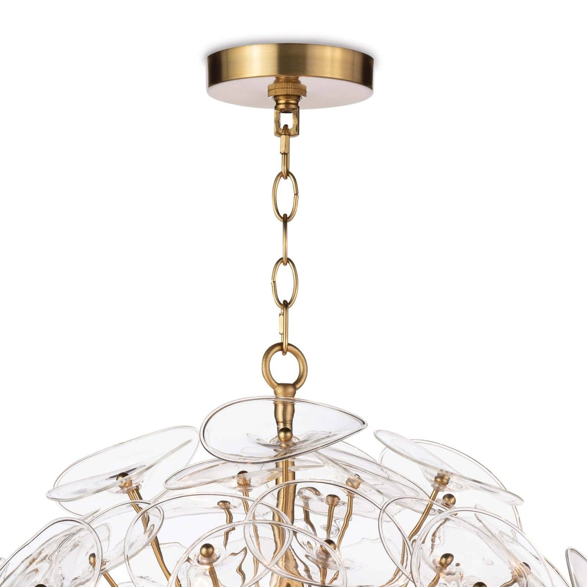 Undulating Disc Natural Brass Sputnik Chandelier
