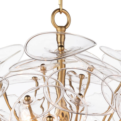 Undulating Disc Natural Brass Sputnik Chandelier