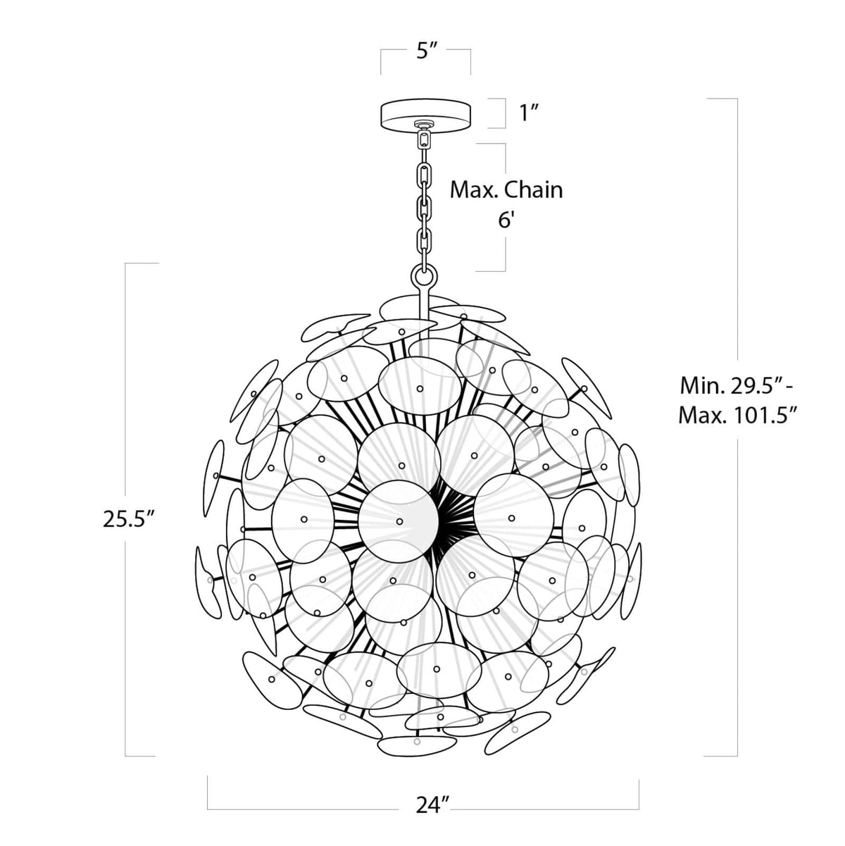 Undulating Disc Natural Brass Sputnik Chandelier