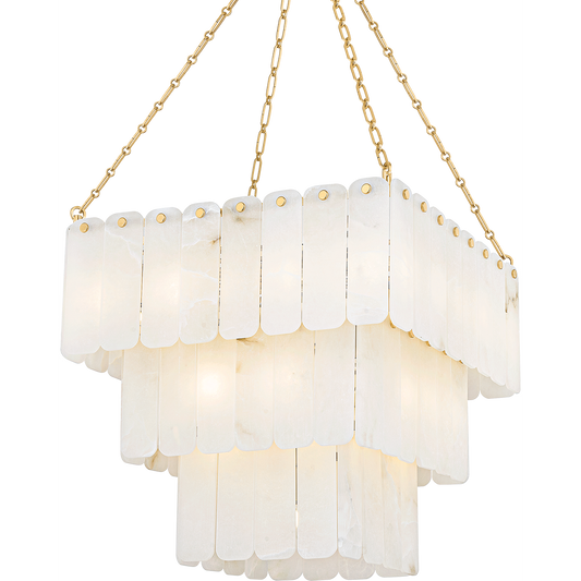 Variegated Aged Brass Thirty-Three-Light Chandelier