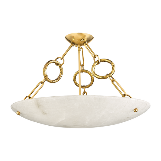 Variegated Vintage Brass Semi-Flush Ceiling Light