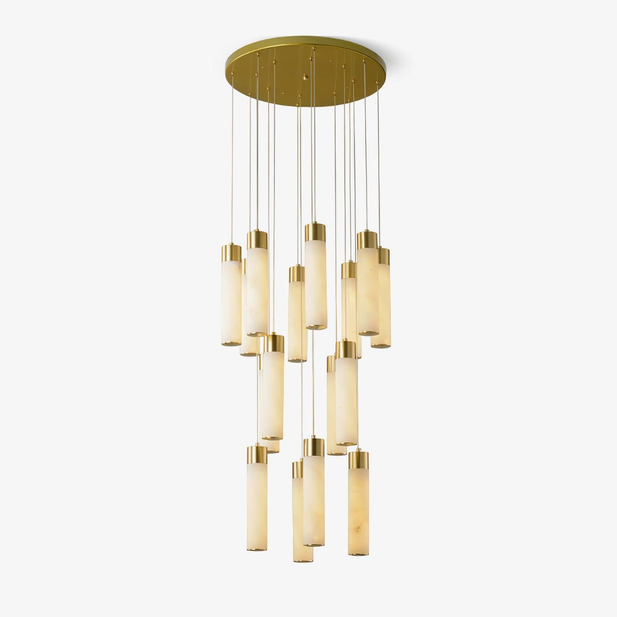 Veinfall Brass Alabaster Multi-Light Chandelier