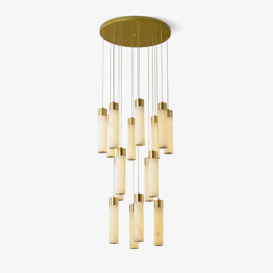 Veinfall Brass Alabaster Multi-Light Chandelier