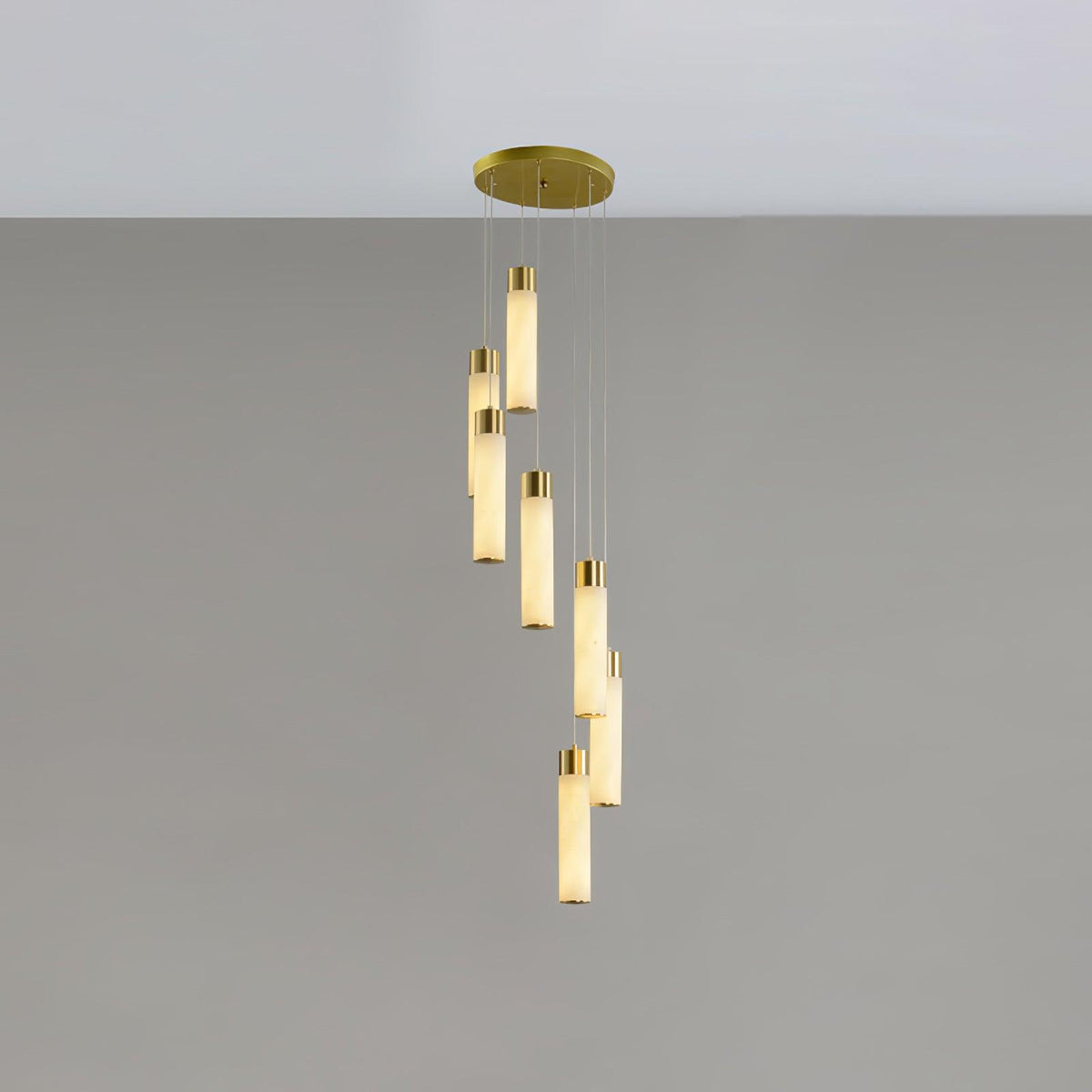 Veinfall Brass Alabaster Multi-Light Chandelier