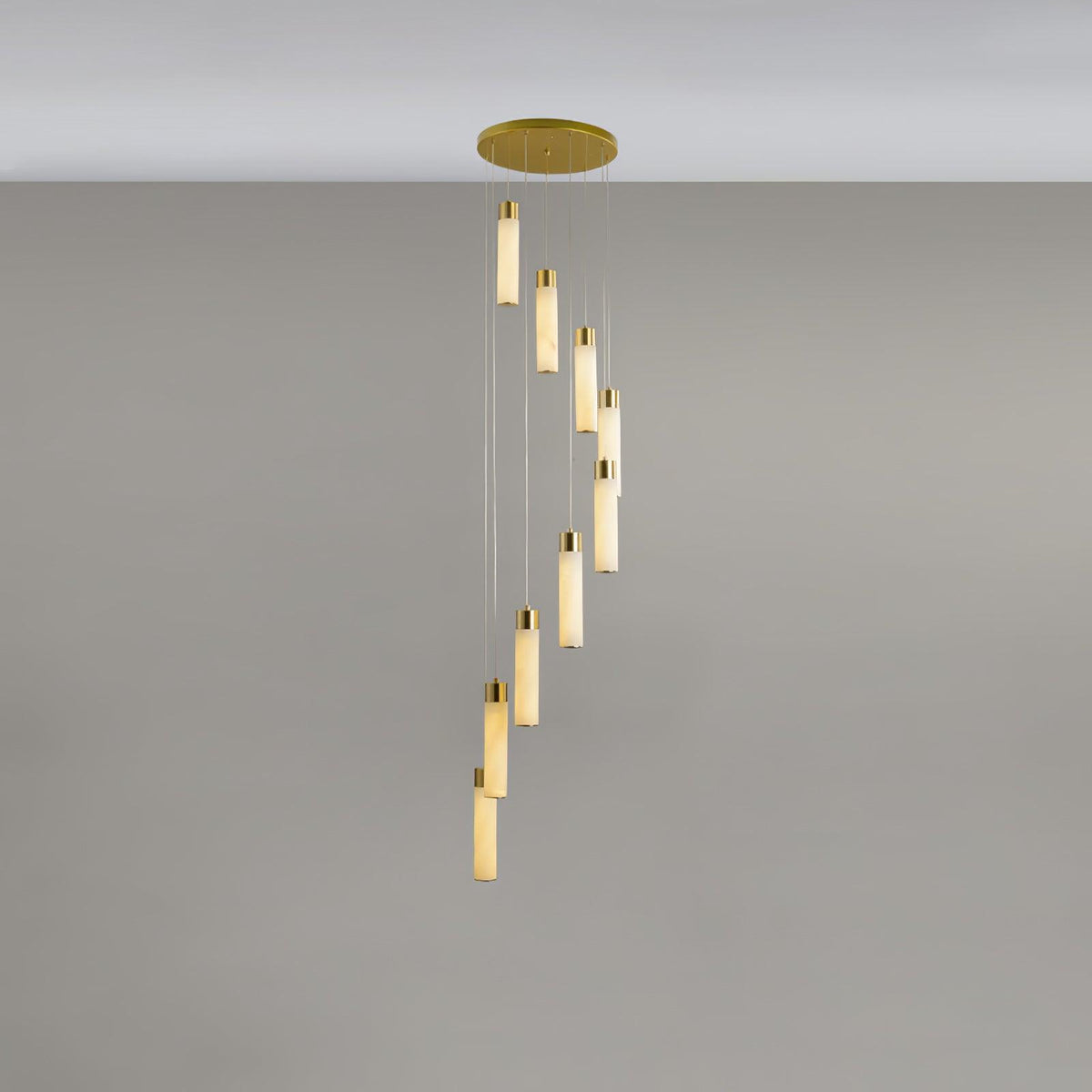 Veinfall Brass Alabaster Multi-Light Chandelier