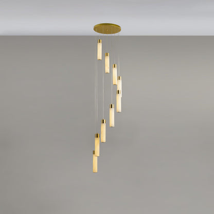 Veinfall Brass Alabaster Multi-Light Chandelier