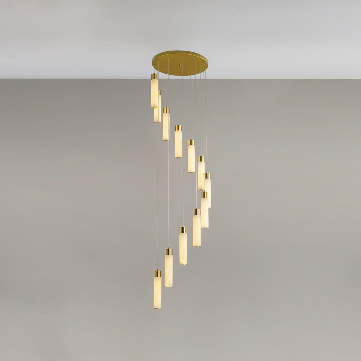 Veinfall Brass Alabaster Multi-Light Chandelier