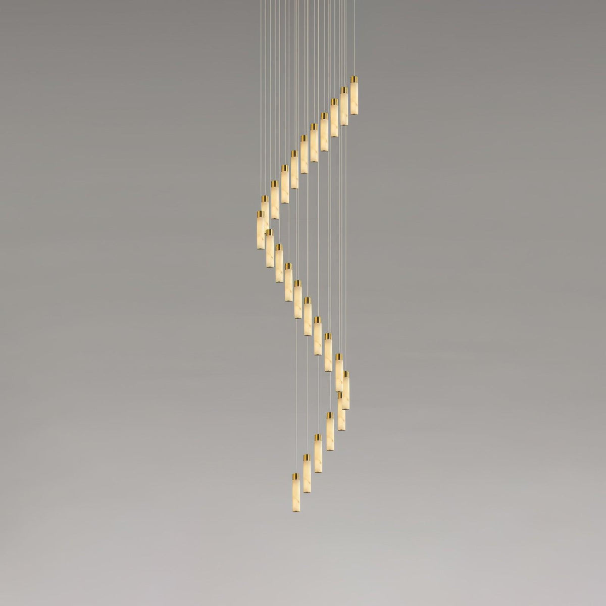 Veinfall Brass Alabaster Multi-Light Chandelier