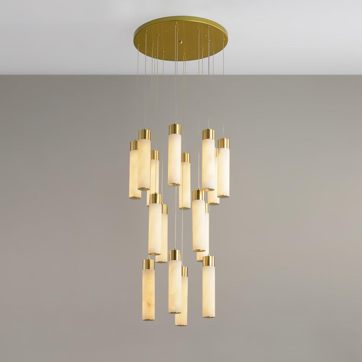 Veinfall Brass Alabaster Multi-Light Chandelier