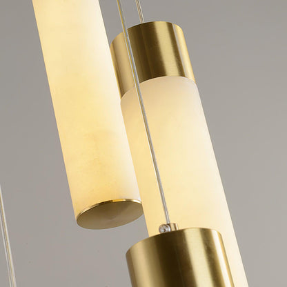 Veinfall Brass Alabaster Multi-Light Chandelier