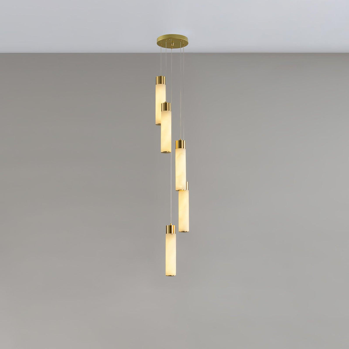 Veinfall Brass Alabaster Multi-Light Chandelier
