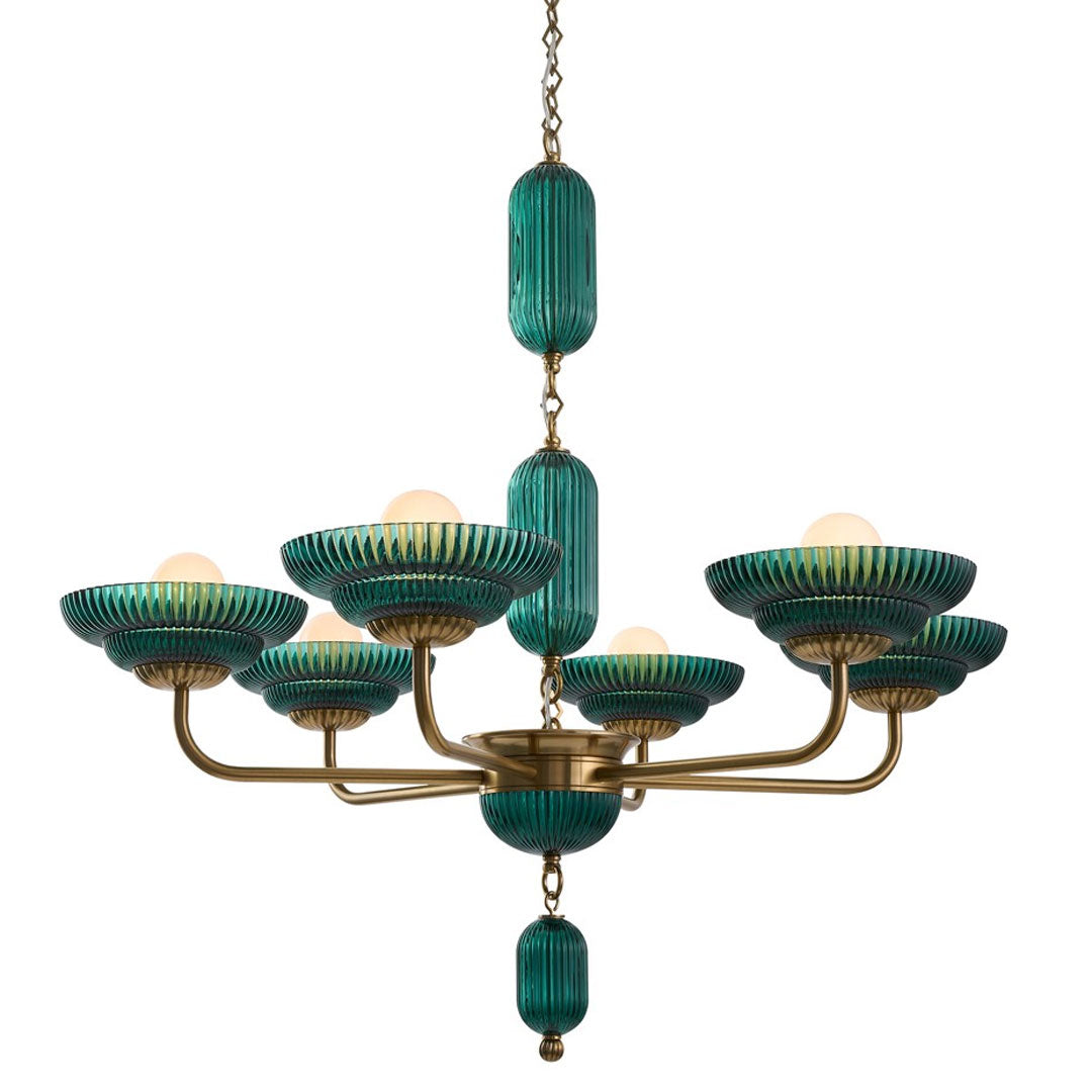 Verdant Peacock Brass Chandelier