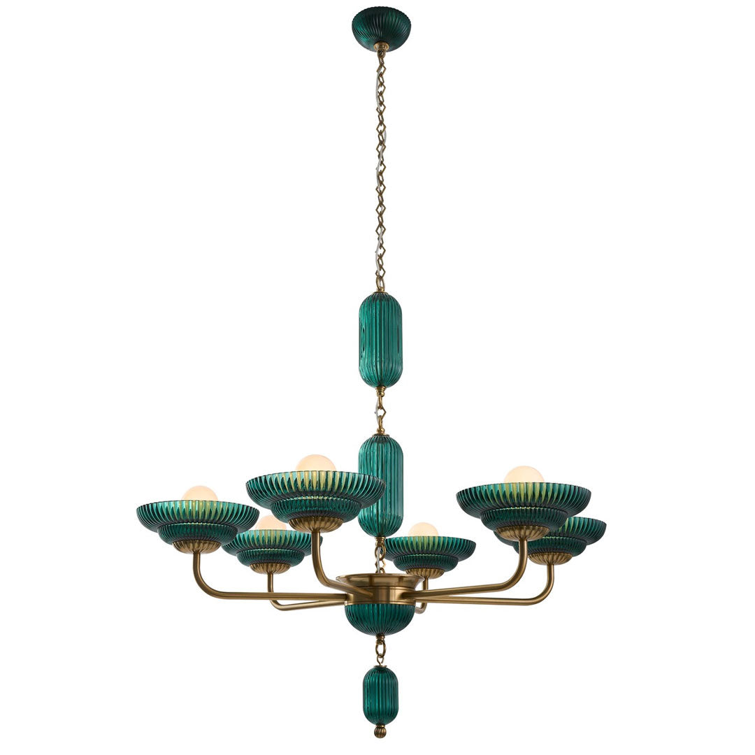 Verdant Peacock Brass Chandelier