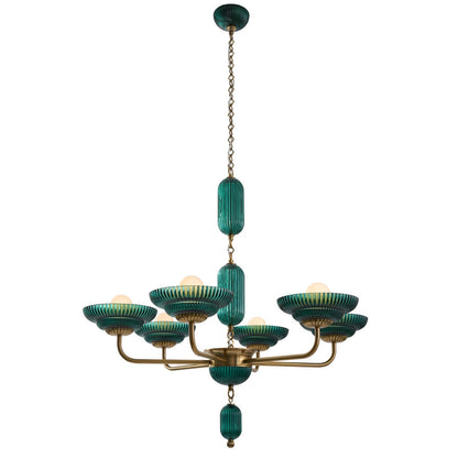 Verdant Peacock Brass Chandelier