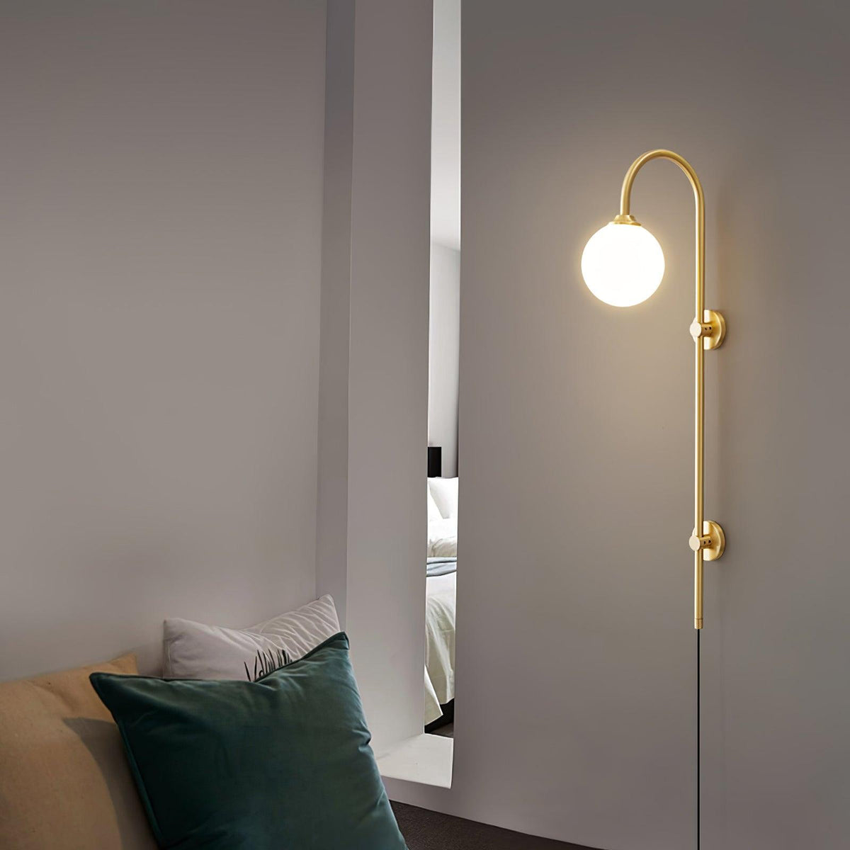 Vertical Globe Gold Plug-In Wall Sconce
