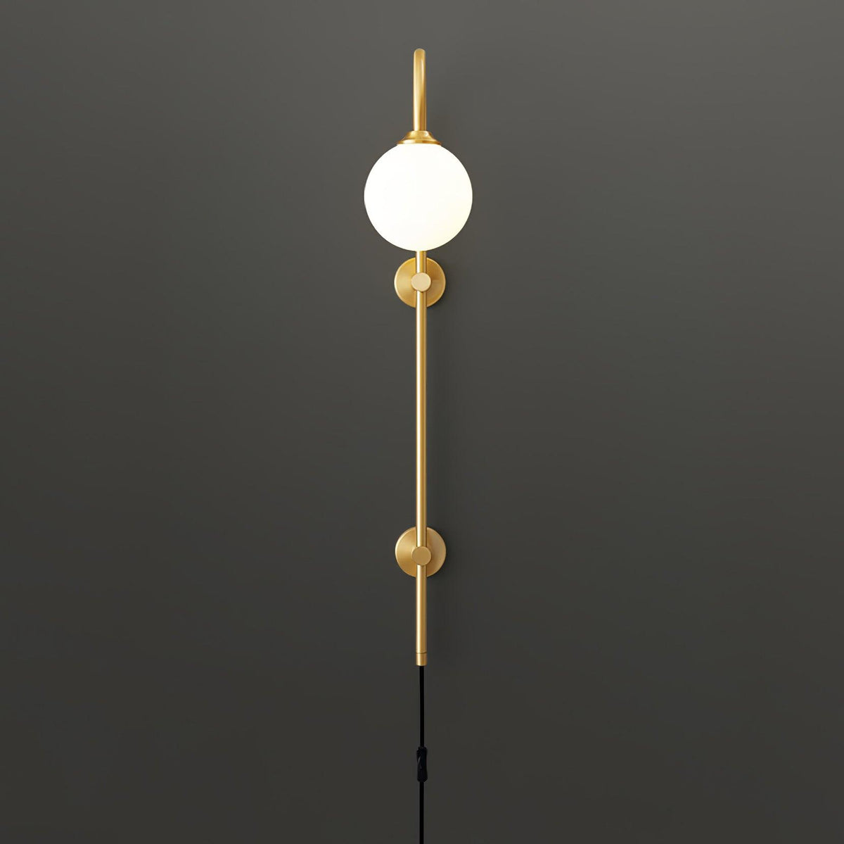 Vertical Globe Gold Plug-In Wall Sconce