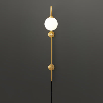Vertical Globe Gold Plug-In Wall Sconce
