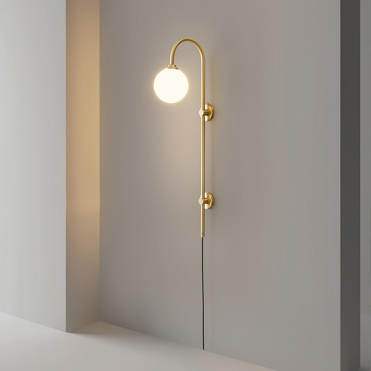 Vertical Globe Gold Plug-In Wall Sconce