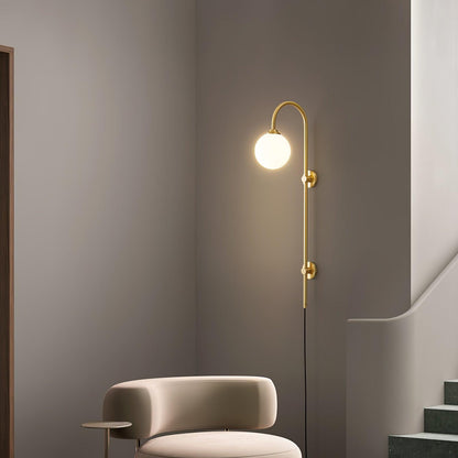 Vertical Globe Gold Plug-In Wall Sconce