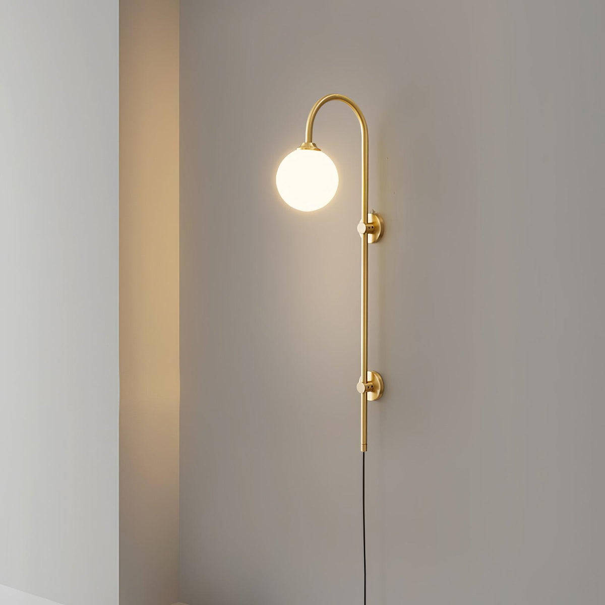 Vertical Globe Gold Plug-In Wall Sconce