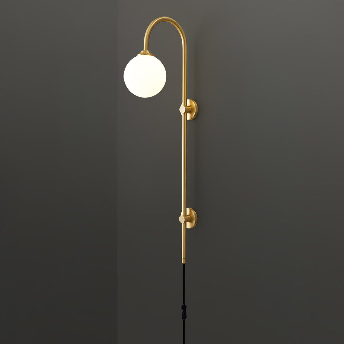 Vertical Globe Gold Plug-In Wall Sconce