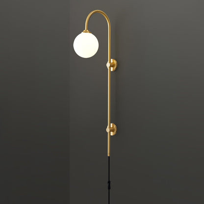 Vertical Globe Gold Plug-In Wall Sconce