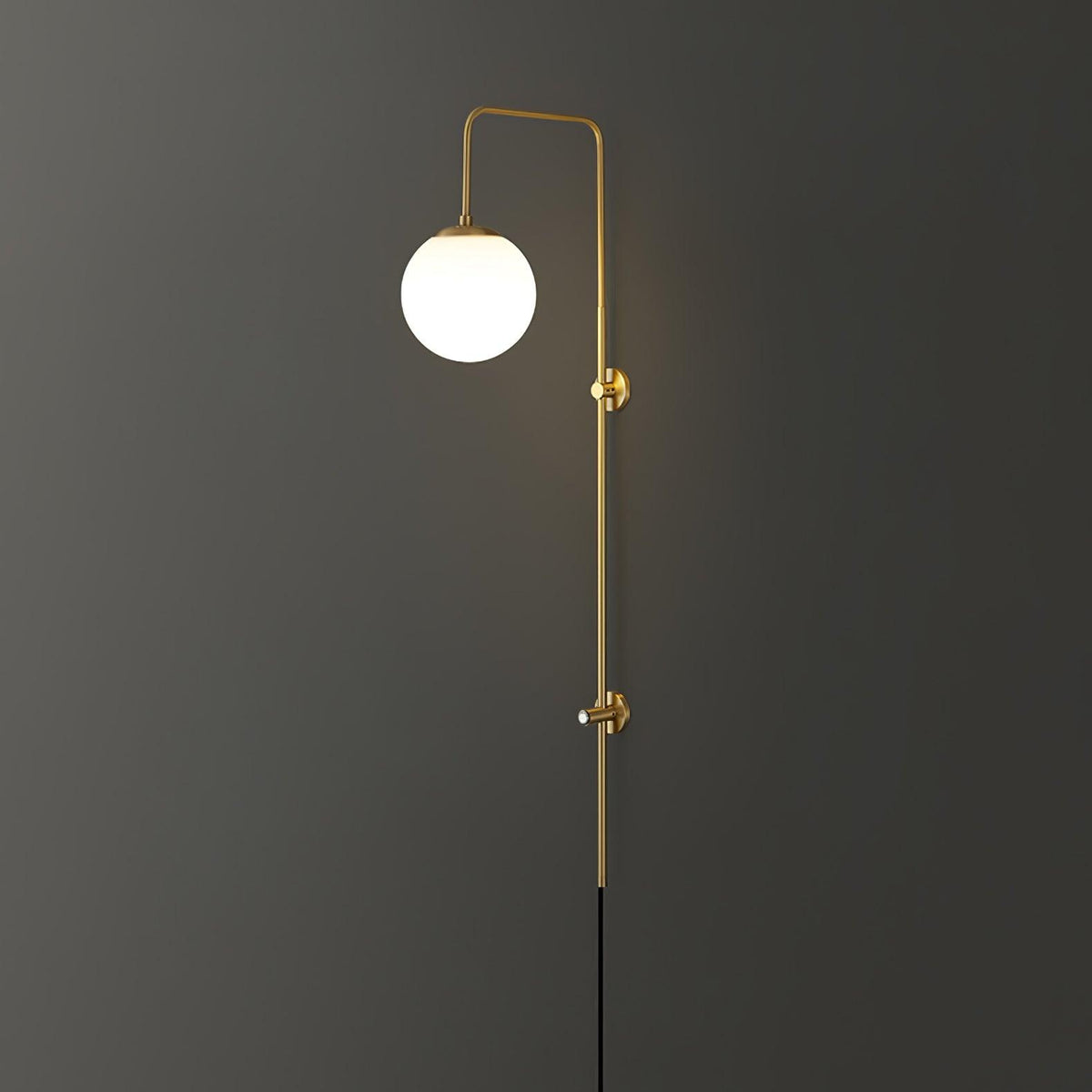 Vertical Globe Gold Plug-In Wall Sconce