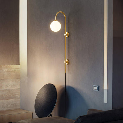 Vertical Globe Gold Plug-In Wall Sconce