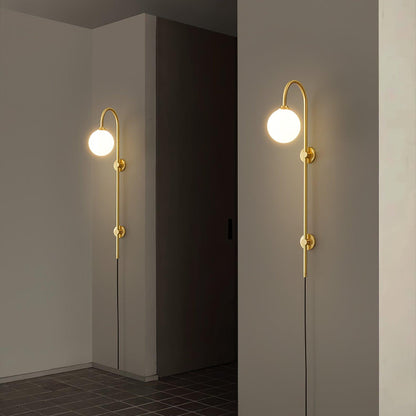 Vertical Globe Gold Plug-In Wall Sconce
