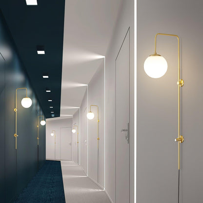 Vertical Globe Gold Plug-In Wall Sconce