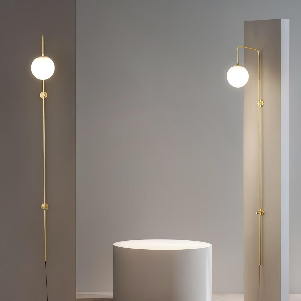 Vertical Globe Gold Plug-In Wall Sconce