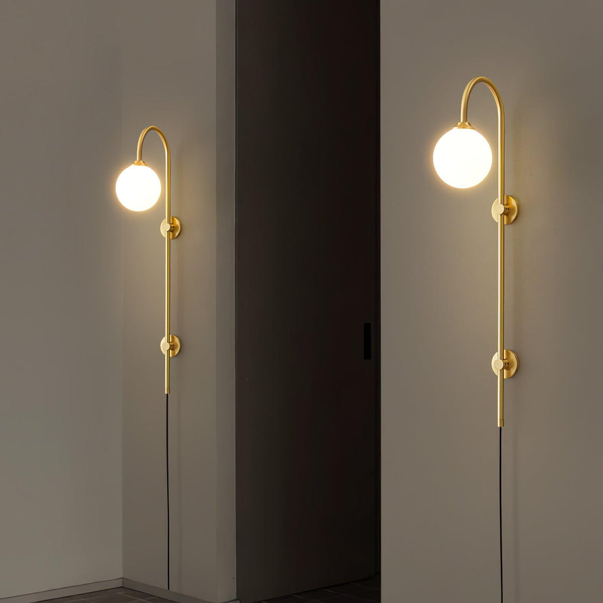 Vertical Globe Gold Plug-In Wall Sconce