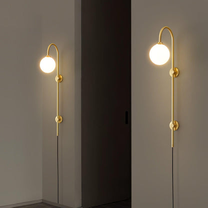 Vertical Globe Gold Plug-In Wall Sconce