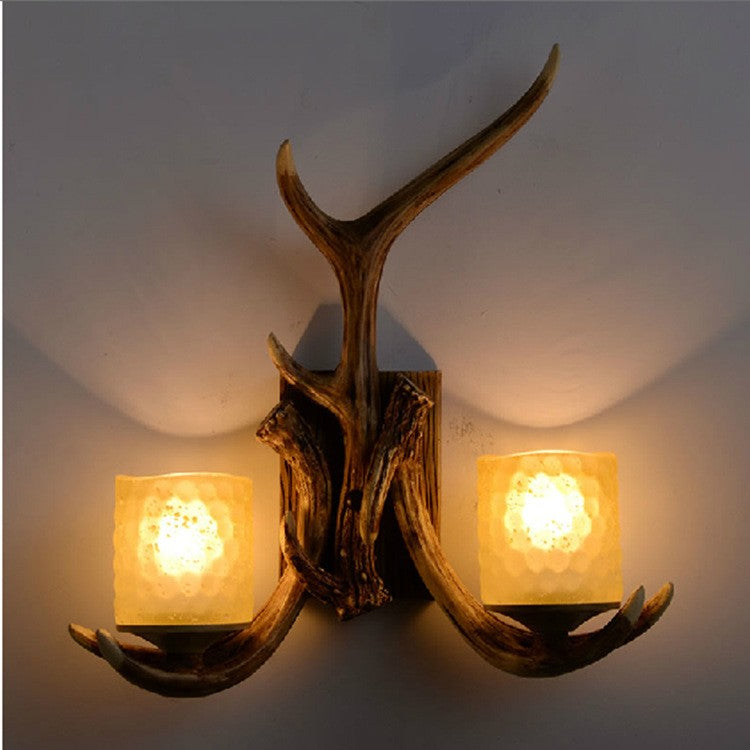 Vintage Antler Glass Wall Lamp