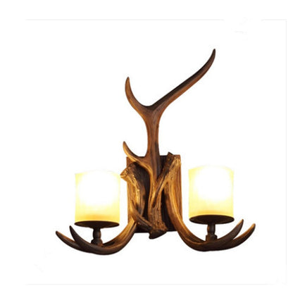 Vintage Antler Glass Wall Lamp