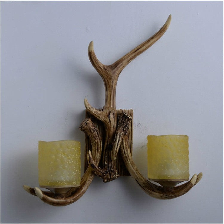 Vintage Antler Glass Wall Lamp
