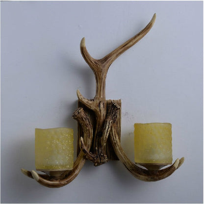 Vintage Antler Glass Wall Lamp