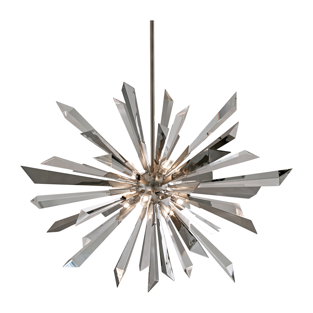 Warm Silver Eight-Light Sculptural Chandelier