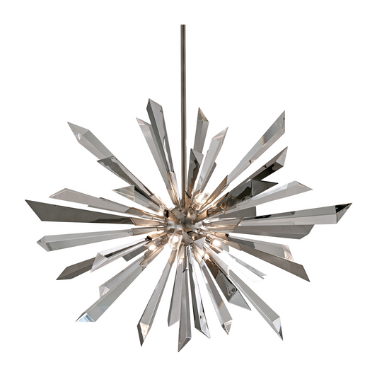 Warm Silver Eight-Light Sculptural Chandelier