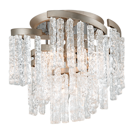 Warm Silver Leaf Five-Light Semi-Flush Ceiling Light