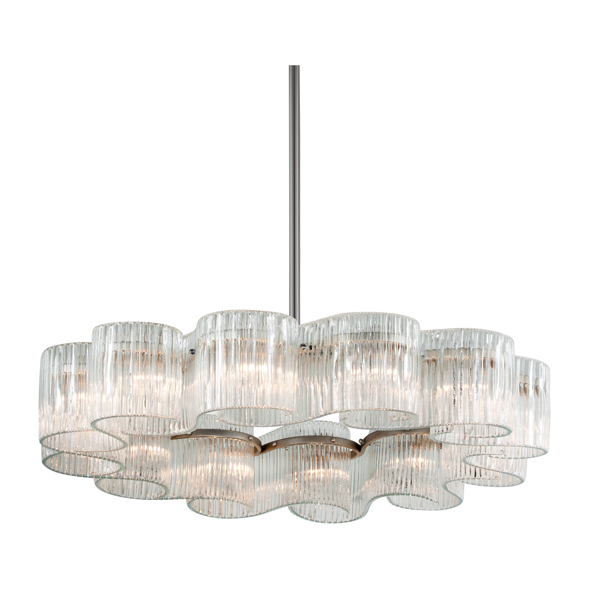 Warm Silver Twelve-Light Chandelier