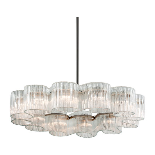 Warm Silver Twelve-Light Chandelier