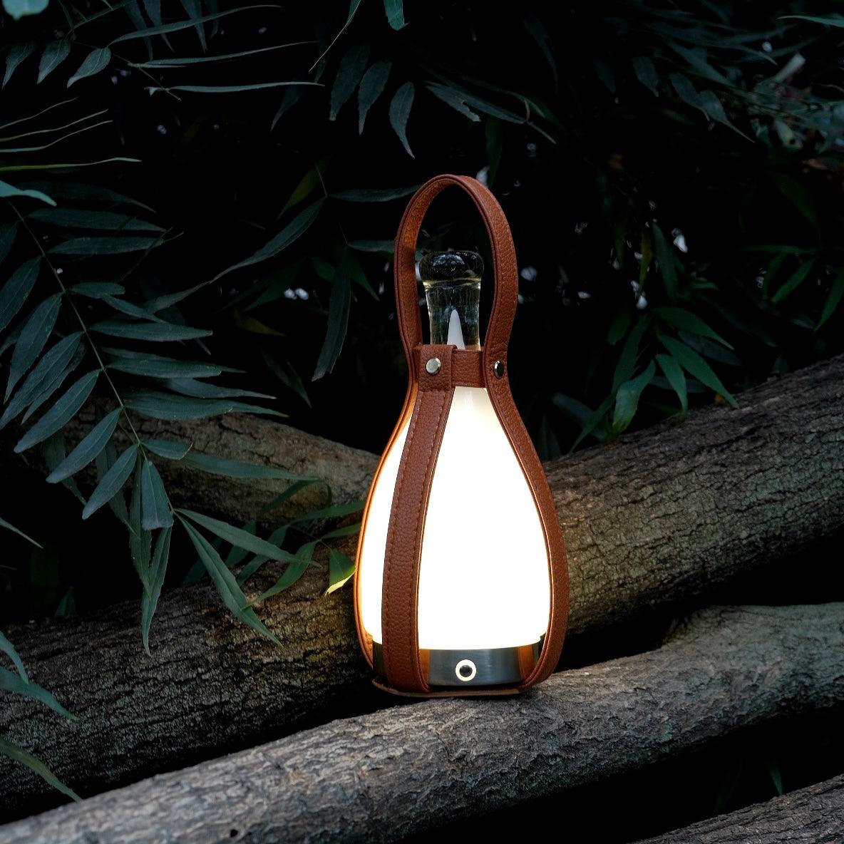 Wayfarer Leather Glass LED Table Lamp