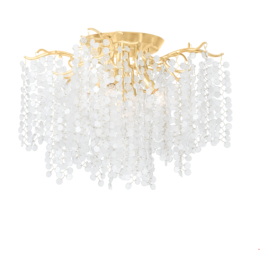 Weeping Glass Gold Leaf Semi-Flush Ceiling Light