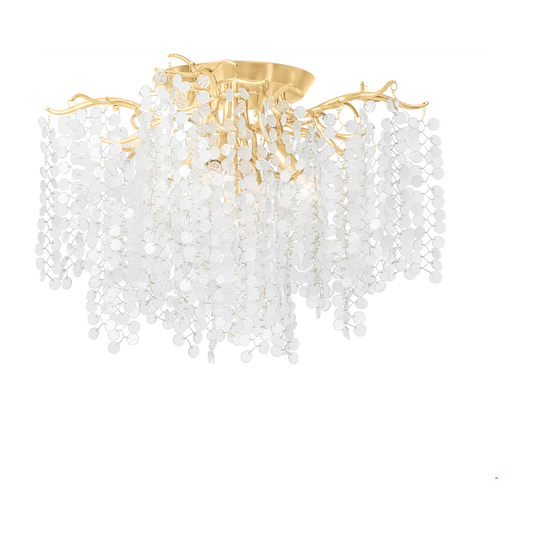 Weeping Glass Gold Leaf Semi-Flush Ceiling Light