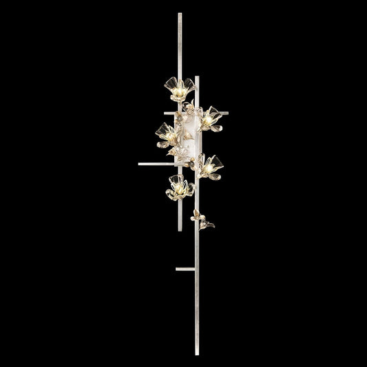 White Gold Floral Crystal Wall Sconce
