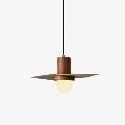 Wood Hub Brass White Glass Pendant
